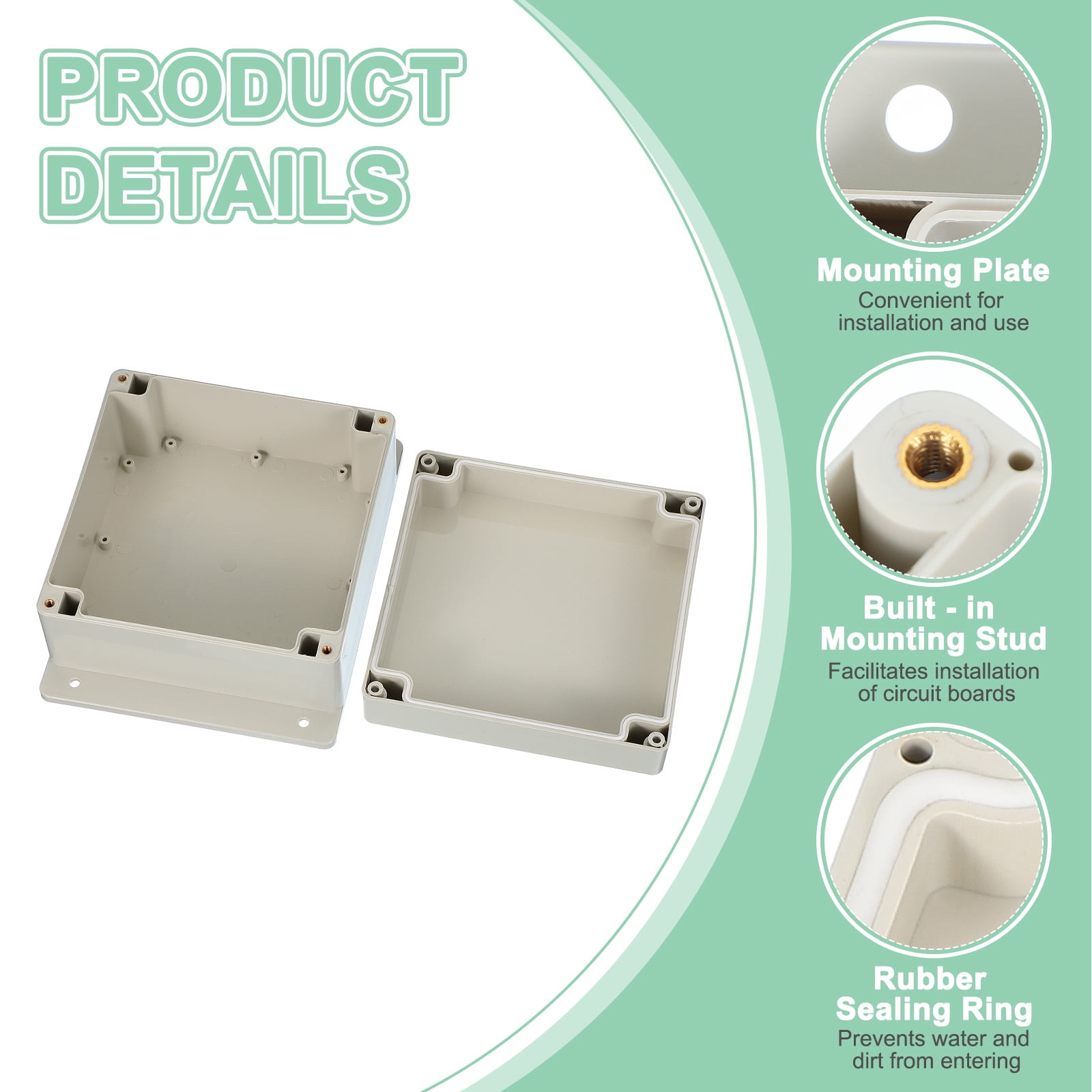 Uxcell Junction Box, Electrical Enclosure Box ABS Plastic Waterproof Outlet Plug Cover Cord Protector with Mounting Plate for Outdoor Indoor Electric Projects White/Grey 160 x 160 x 90 mm