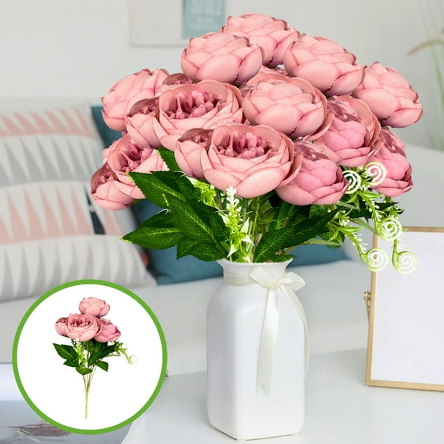 Ramos De Plástico 1 ramo de flores artificiales de plástico multicolor de 33 m con rosas artificiales realistas para la decoración del hogar y la oficina (multicolor). Rkxzt