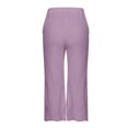 thumbnail image 5 of VERUGU Capri Pants for Women Casual Summer Pocket Elastic Waist Solid Pant Straight-Leg Mid Waist Cropped Pants Loose Irregular Lace Classic Comfortable Below The Knee Pants Purple 3XL, 5 of 5
