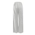 thumbnail image 4 of Glisme Trousers For Women Solid Color Elastic Waist With Pockets And Drawstring Summer Comfortable Women Wide Leg Pants Size L Mint Green, 4 of 5