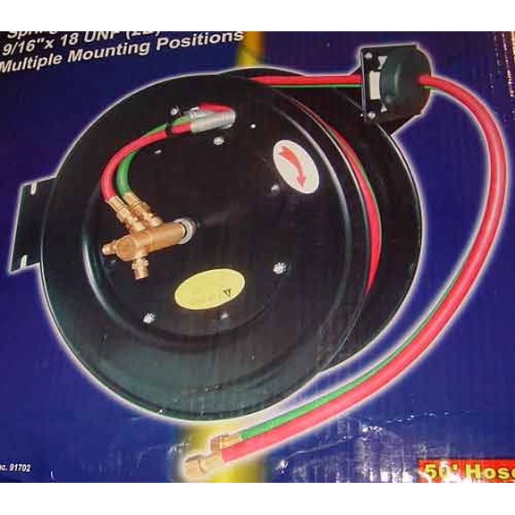 50 Foot Welding Hose Reel Oxy Acetylene Dual Retractable