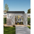 thumbnail image 1 of 6x8 ft Outdoor Metal Storage Shed, Galvanized Steel Garden Shed with Lockable Doors and Windows, Weatherproof Storage Building for Backyard Patio Lawn Poolside, Brown, 1 of 6