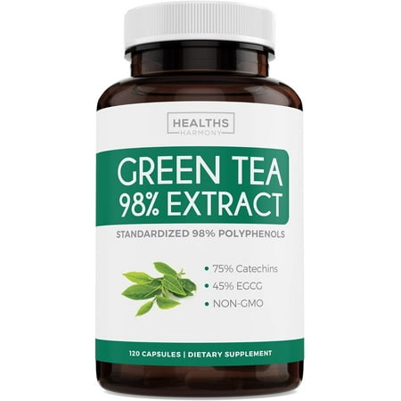 Healths Harmony Metabolism Booster, 500 mg Green Tea Extract Capsules with EGCG, 120 Count