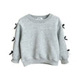 thumbnail image 3 of Kids Boys Sweatshirt Long Sleeve Light Gray Sweatshirt Kids Crew Neck Cute Pullover Relaxed Fit Tops Fall Clothes Toddler Girls Clothes 5-6 Years, 3 of 9