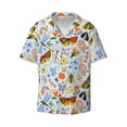 thumbnail image 2 of Lafuoo Insects and Flowers Pattern Men's Cuban Collar Short Sleeve Shirt, Button-Down Resort Beach Pocket Shirt-Small, 2 of 7