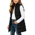 thumbnail image 3 of Mifsaly Girls Long Puffer Vests Kids Tween Zip Up Stand Collar Quilted Vest Fall Winter Casual Going Out Play Back to School Padded Coat with Pocekts, 3 of 10