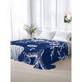 thumbnail image 5 of Navy Blue Coastal Queen Size Flat Sheet, Wrinkleproof & Fadeproof Cooling Flat Bed Sheet Only, Starfish Coral Ocean Conch Sea Nautical Breathable Soft Bedding Top Sheets 90 x 102 Inches, 5 of 8