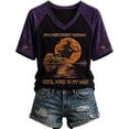 thumbnail image 2 of Halloween Shirts for Women Vintage Broom Flying Witch Shirt Raglan Short Sleeve V Neck T-Shirt Casual Halloween Basic Tee Tops,Black,M, 2 of 7