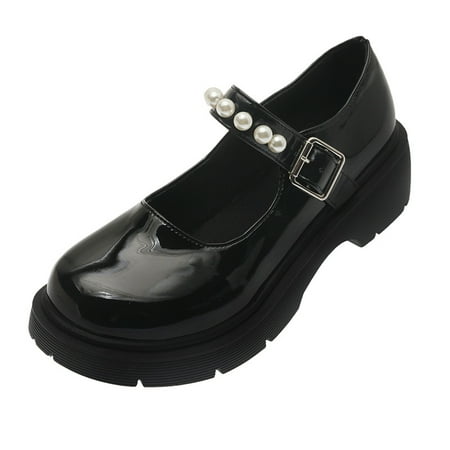 

British style black thick bottom Crystal shoes 2024 Spring New Mary Jane soft bottom single-layer shoes Lolita women‘s shoes