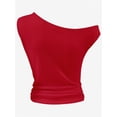 thumbnail image 5 of Women One Shoulder Ruched Crop Tank Tops Casual Off The Shoulder Twist Strap Summer Tanks Tops Going Out Crop Shirts, 5 of 5