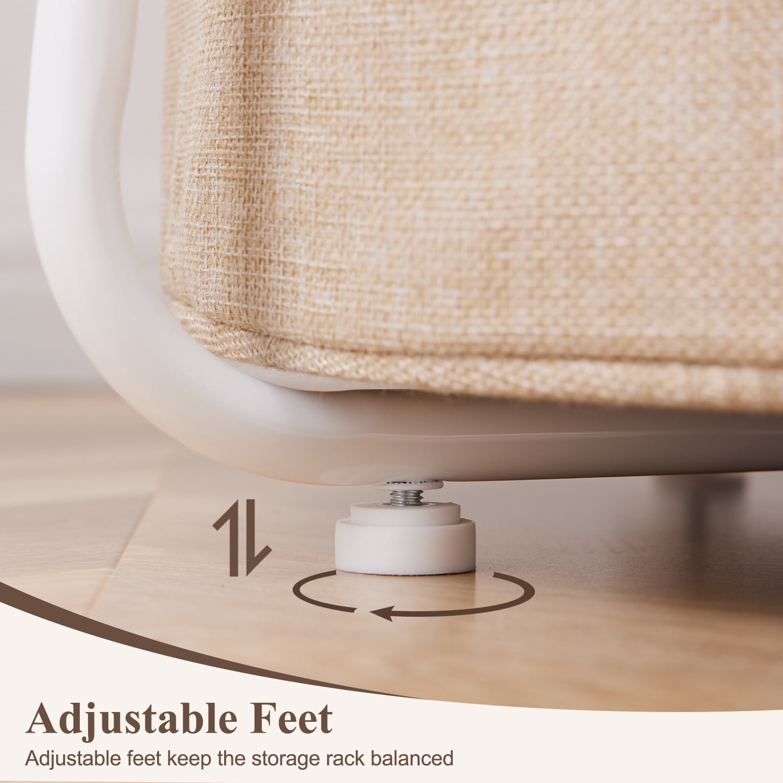 GIANNA Modern Small Round Side End Table with Fabric Basket: Versatile Bedside Table for Living Room and Bedroom