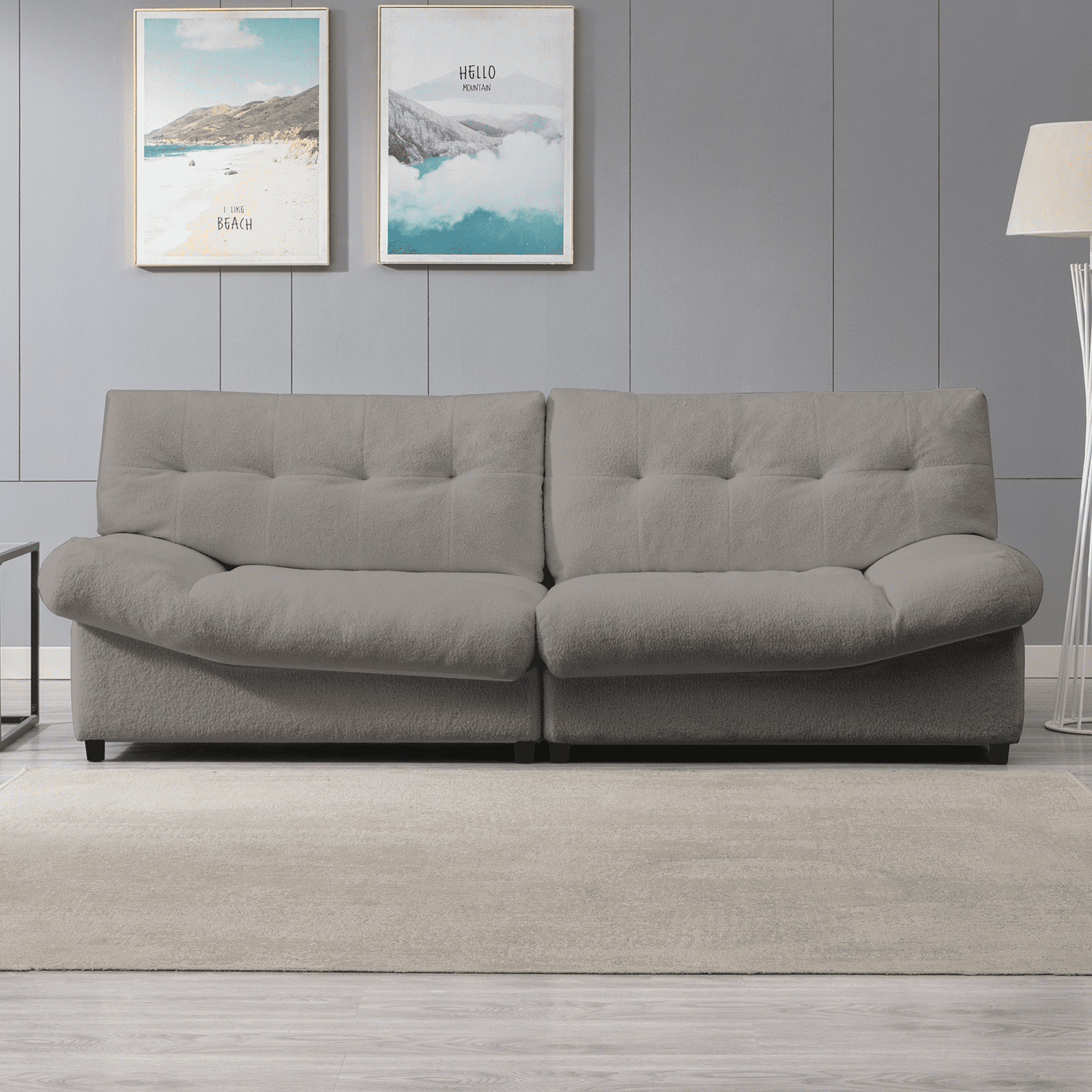 Zafly Futon Couch Set, Modern Sleeper Sofa, Tufted Velvet Couch 