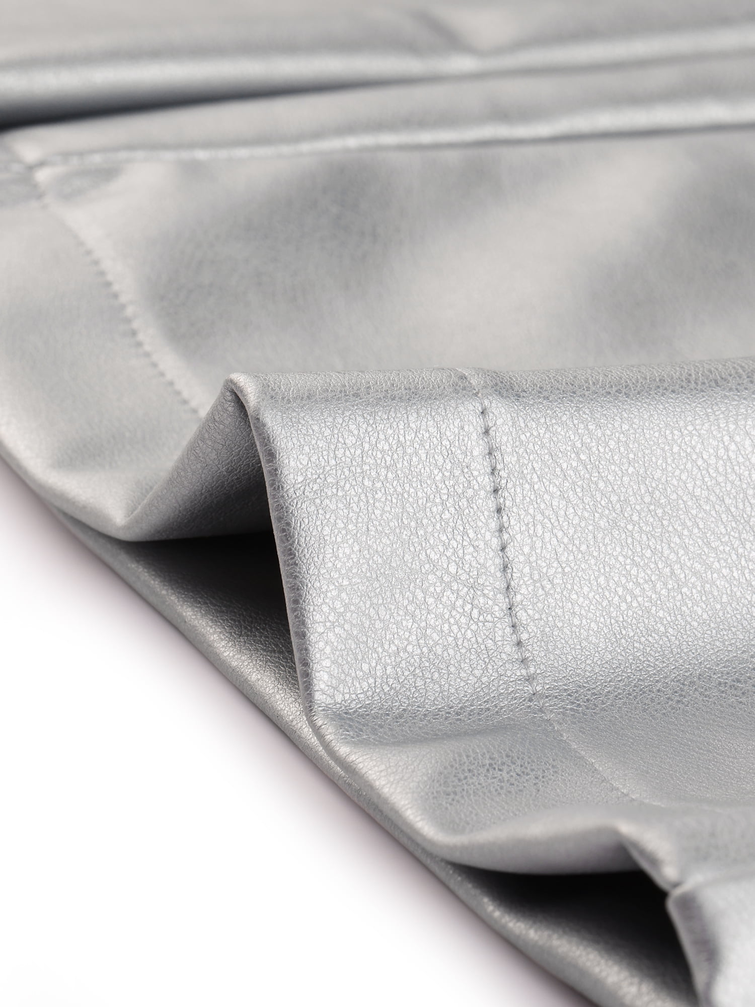 INSPIRE CHIC Faux Leather Casual Pant for Women's High Waist Bell Bottom Flared Long PU Trouser M Silver