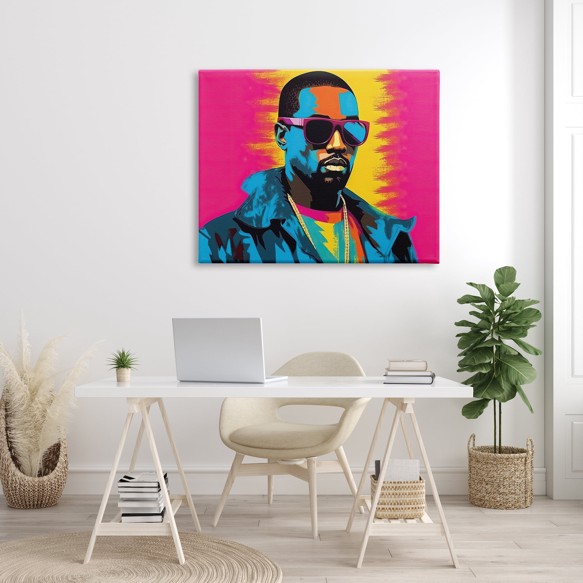 Stupell Industries Kanye West Modern Portrait Abstract Painting Gallery Wrapped Canvas Print Wall Art, 48 x 36