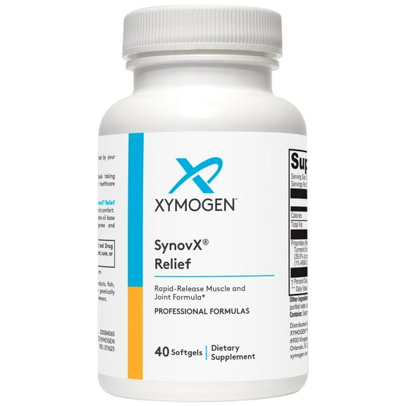 XYMOGEN SynovX Relief - Joint Support Supplement with Boswellia Serrata Extract   Turmeric - Muscle and Joint Relief Supplements - Vegan, Gluten Free and Non GMO (40 Softgels)