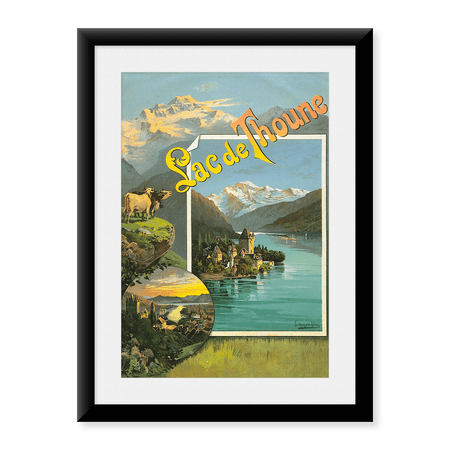 Framed Art Print, Switzerland Lake Thun Vintage Travel Poster by Vintage Travel Poster, 17-7/8" x 21-7/8"