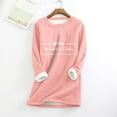 thumbnail image 2 of Feancey Letter Print Sweatshirts for Women Casual Fleece Lined Crewneck Pullover Winter Warm Pajama Tops Comfy Soft Fuzzy Loungewear Pink L, 2 of 6