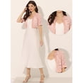 thumbnail image 2 of Bolero de encaje con hombros descubiertos para mujer Allegra K Cárdigan corto Rosa XS, 2 of 6