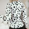 thumbnail image 4 of Maean Long Sleeve Shirts for Women Polka Dots Printed V Neck Pullover Blouse Trendy Office Work Fall Winter Shirts, 4 of 7
