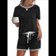 thumbnail image 1 of Conjunto de 2 Piezas para Mujer, Ropa de Estar por Casa, Top y Pantalones Cortos de Corta con Bloques de Color, Ropa de Verano 2025, Negro, XL, 1 of 6