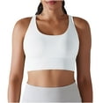 thumbnail image 2 of REORIAFEE Ribbed Sports Bras for Women U Back Sports Bra Medium Support Padded Bra Wireless Medium Impact Sports Bra Padded Yoga Workout Bra Quick Drying Tops White M, 2 of 6