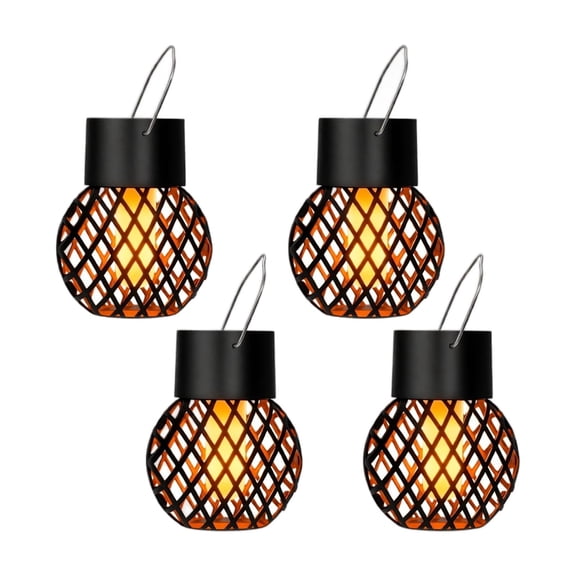 Solar Hanging Lanterns 4 Pack Metal Lattice for Outdoor Patio Garden Yards