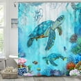 thumbnail image 4 of Sea Turtle Shower Curtain, Blue Ocean Underwater Turtle Octopus Fish Coral Beach Shower Curtain, Marine Life Aquatic Plant Coastal Nautical Shower Curtain For Bathroom Hooks Included 72"X72" Blue, 4 of 6