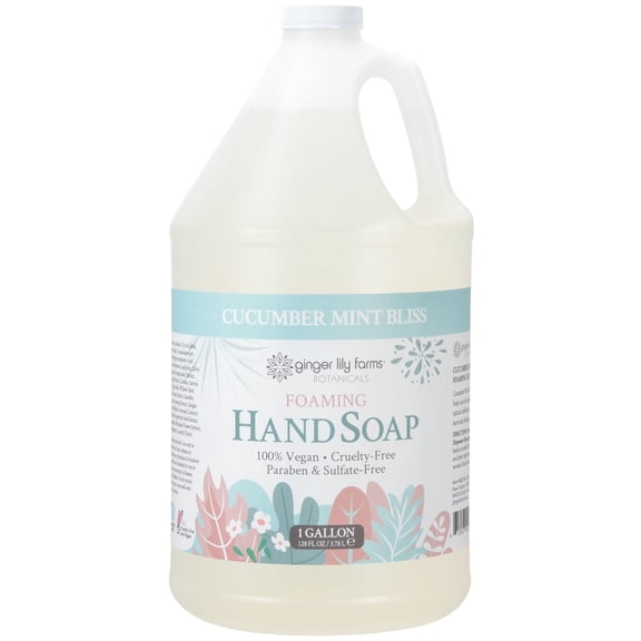 Ginger Lily Farms Botanicals All-Purpose Foaming Hand Soap Refill, 100% Vegan & Cruelty-Free, Cucumber Mint Bliss Scent, 1 Gallon (128 fl oz)