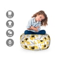 thumbnail image 2 of Floral Storage Toy Bag Chair, Minimalistic Graphic Drawing of Yellow Flowers Pattern, Stuffed Animal Organizer Washable Bag, Large Size, Pale Taupe Charcoal Grey, by Ambesonne, 2 of 3