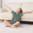 thumbnail image 3 of FORMRS Niños Short Sleeve Top and Pants Pajama Set Unisex Satin 2-Piece Sleepwear, Sizes 11-12Y, Green Vibrant Forest Pattern, 3 of 8