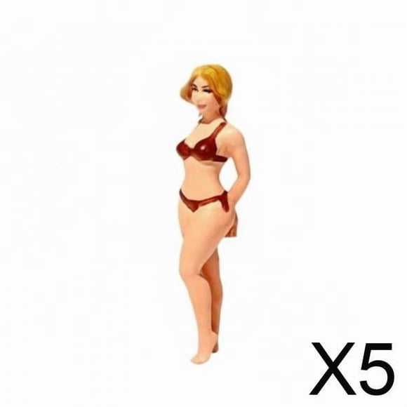 Paquete de 2 a 6 figuras a escala 1:64 de mujer en traje de baño pintada a mano en miniatura 3D. 5 piezas