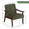 thumbnail image 7 of Yaheetech Set of 2 Mid-Century Modern Corduroy Upholstered Accent Armchairs, Dark Green, 7 of 7