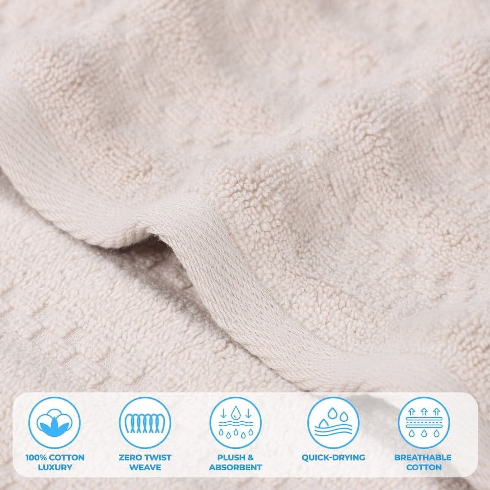 Superior Zuma Waffle Textured Stripes Zero Twist 3 Piece Towel Set, Silver