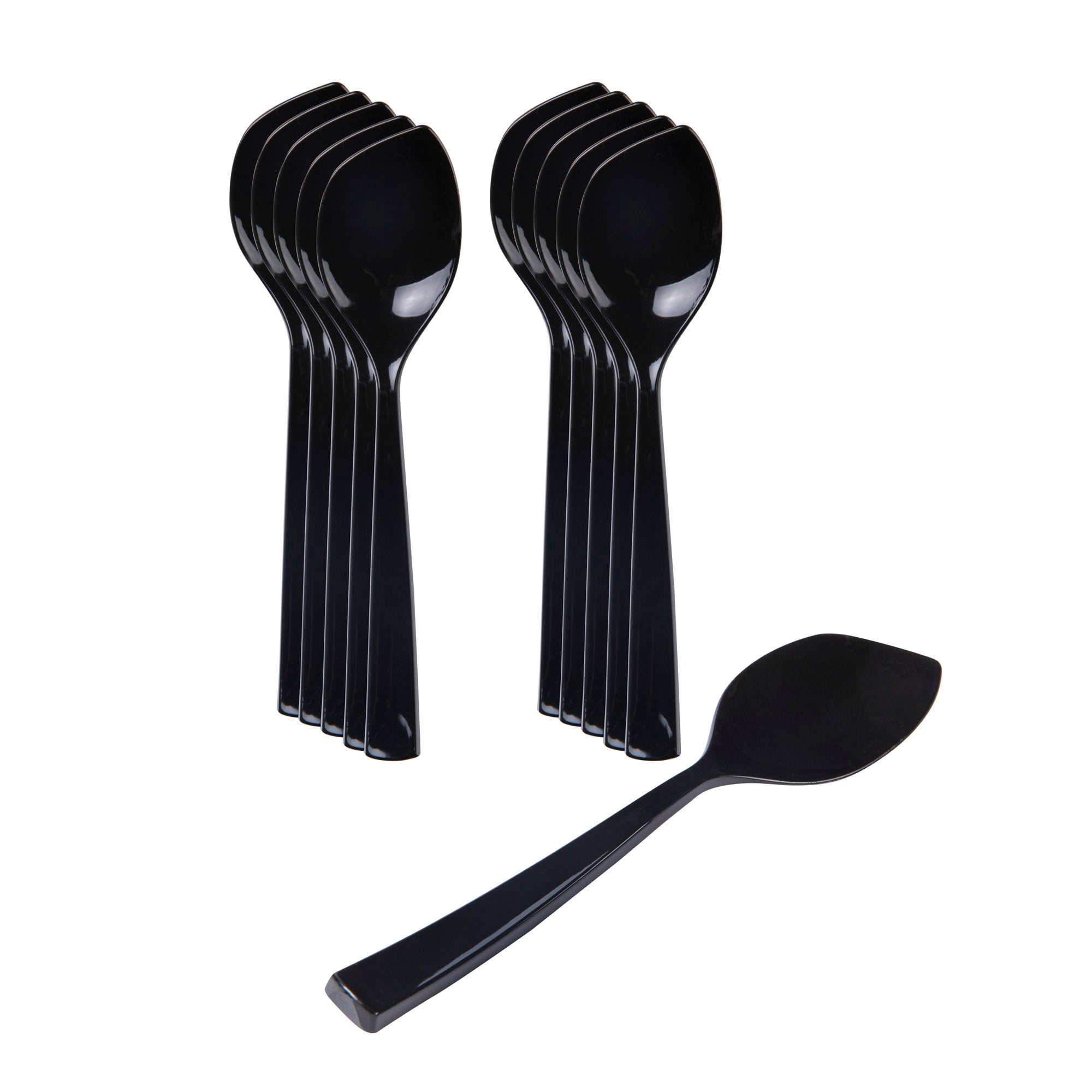 Coppetta Black Plastic Petal Spoon - 4 1/2" x 1" - 500 count box