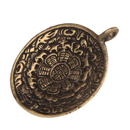 

EOTVIA Brass Round Pendant Amulet Pendant Nepalese Gossip Style Brass Round Lucky Rope Hole Design Decorative Hanging Pendant For Rearview Mirror Round Pendant