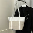 thumbnail image 3 of Bolso de hombro para mujer bolsos tejidos con asa superior de gran capacidad bolso de vacaciones a la moda FLhrweasw Nuevo, 3 of 9