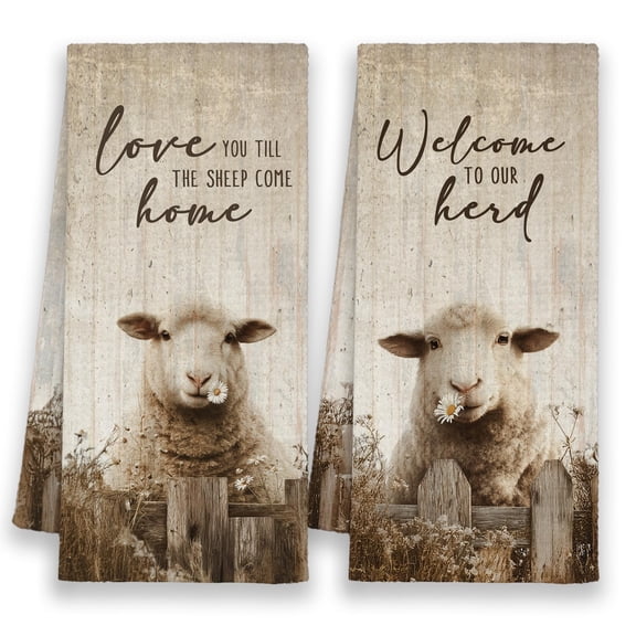 Funny Rabbit Bunny Farmhouse Kitchen Towels Set of 2,Vintage Rustic Easter Hand Towels Gifts for Bathroom Farmer,Love You till The Rabbits Come Home Tea Dish Towel Decor for Dorm Farm 16x24in