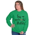 thumbnail image 3 of Christmas Kiss Me Under The Mistletoe Women Crewneck Sweatshirt Brisco Brands L, 3 of 6