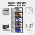 thumbnail image 5 of 12 Pack Clear Plastic Shoe Storage Bins, Stackable Foldable Shoe Organizer with Black Frame for Closet Space Saving, 5 of 7