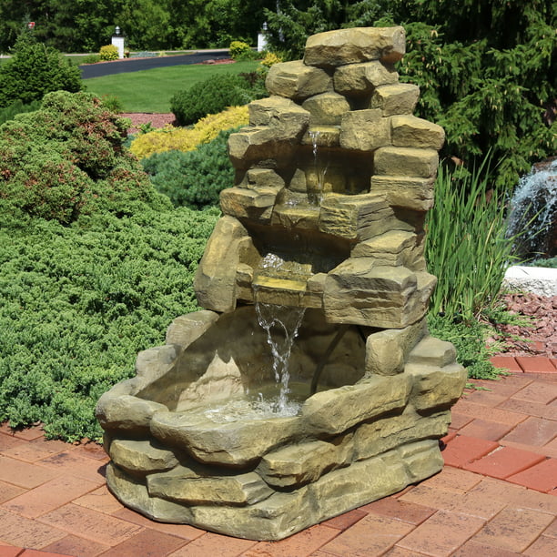 Electric Outdoor Stone Falls Garden Patio Water Fountain Feature