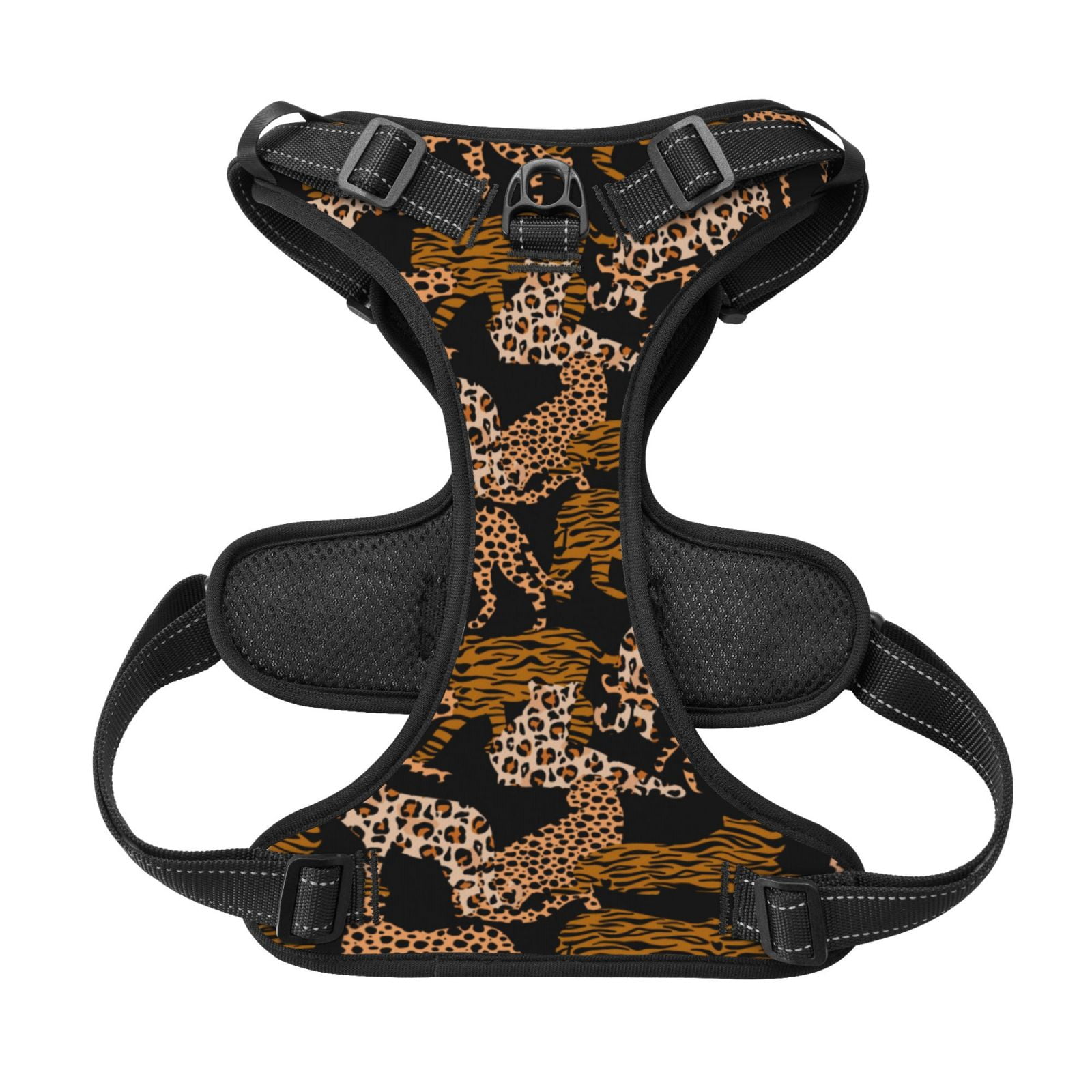 Kdxio Leopard Print Print No Pull Dog Harness Adjustable Reflective Oxford Easy Control Medium Large Dog Harness for Training and Everyday-Small