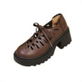 thumbnail image 2 of Roncen Women's Fashion Casual Lace-up Oxford Shoes - Perforated Leather Upper with Chunky Thick Sole​​ Sole and Block Heel Dress Shoes, 2 of 9