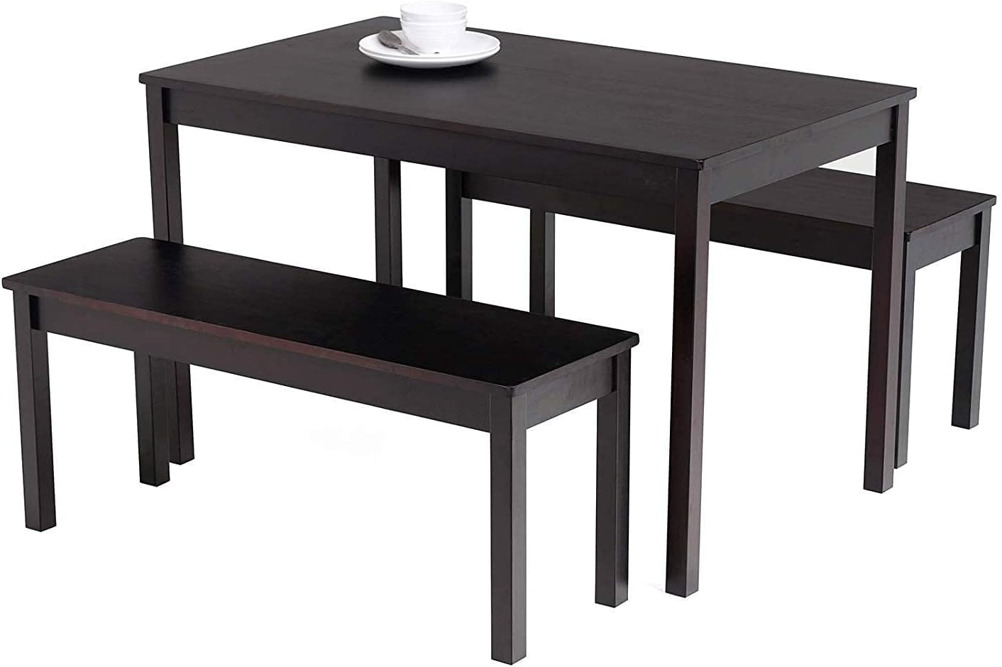 Alohappy 3 Piece Pinewood Dining Set for 4，45" Dining Room Table Set