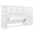 thumbnail image 6 of Harper & Bright Designs Twin Size Murphy Bed with Wardrobe and Cabinet, Wooden Twin Cabinet Bed Wall Bed with Desk, Folding Wall Chest Bed for Guest Room Office, White, 6 of 18