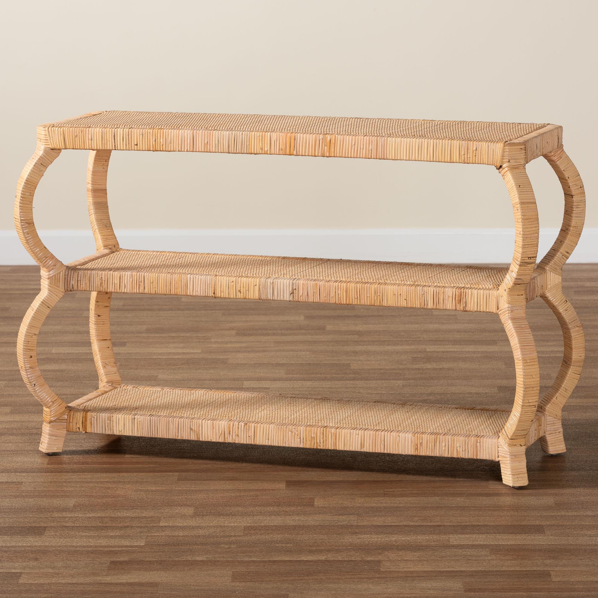 bali & pari Dalida Boho Console Table, 3-Tier, Natural