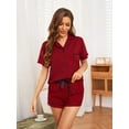 thumbnail image 4 of ebukurty Pajamas Set for Women 2 Piece Short Sleeves Red Plaid With Pocket Lounge Sets,Sizes S-XL, 4 of 7