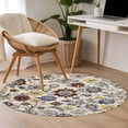 thumbnail image 5 of 4ft Washable Round Rug, Floral Boho Non-Slip Circle Area Rug for Living Room Bedroom, Retro Indoor Floor Mat for Home Decor, 5 of 9