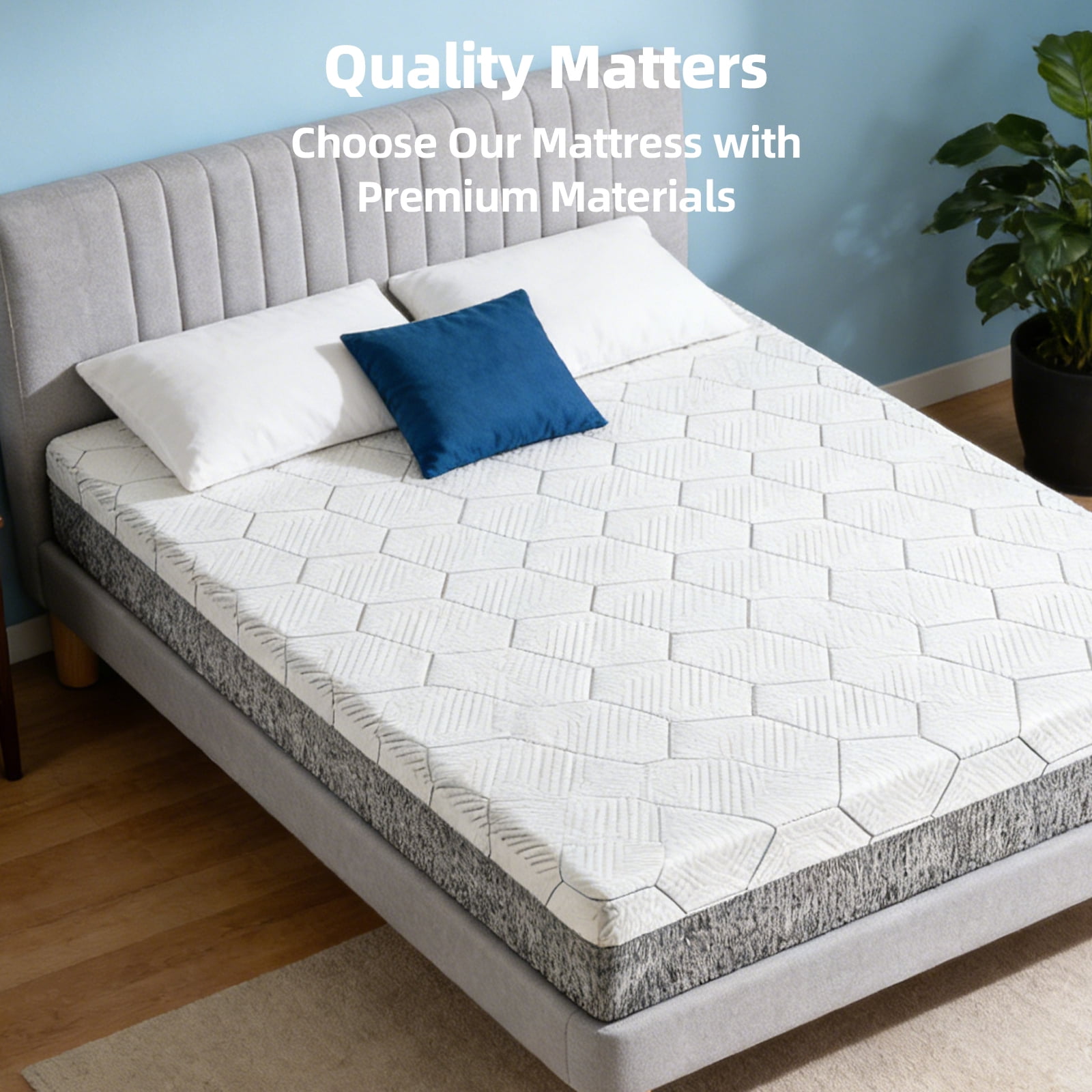 12 Inch Queen Size Mattress, Premium 5-Layer Memory Foam Cooling Mattress, Made in Japan, Zoned Support for Back Pain Relief, Breathable Air Mesh Cover, Bed in a Box