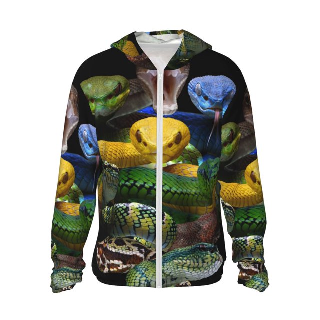 Fotbe Colorful Viper Snake Chaqueta con Protección Solar UPF 50+ para Hombre y Mujer, Camisa con Capucha y Bolsillos-XX-Large