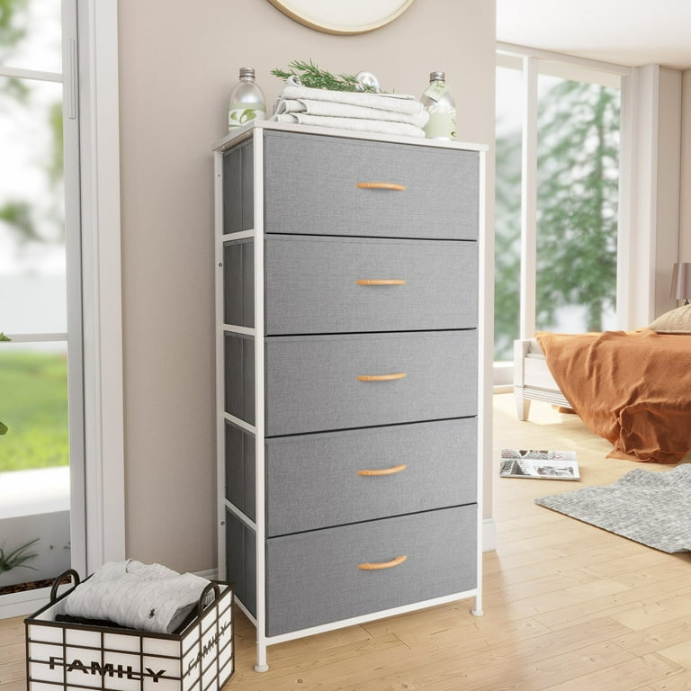 Pellebant Big Space Bedroom Storage Chest Tower, Large Tall 5-Drawer Dresser,  Light Grey Wood - Walmart.com